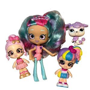 Kindi Kids Minis 2 Posable Bobble Head Dolls and Shopkins Moose Doll